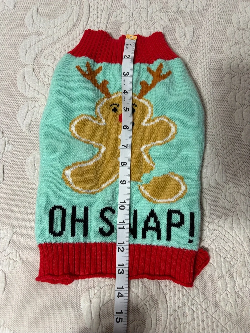 NWOT 'Oh Snap!' Knit Pet Sweater Holiday Gingerbread Christmas
